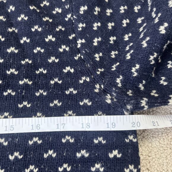 J Crew Cardigan Sweater Mens Small Navy Birds Eye Lambswool V-neck Button Preppy - Picture 4 of 6